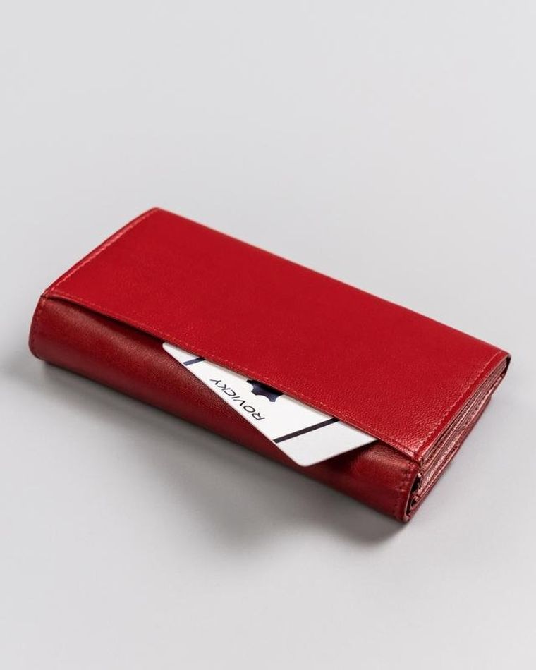 Portfel, czerwony, skórzany, RFID, Cavaldi
