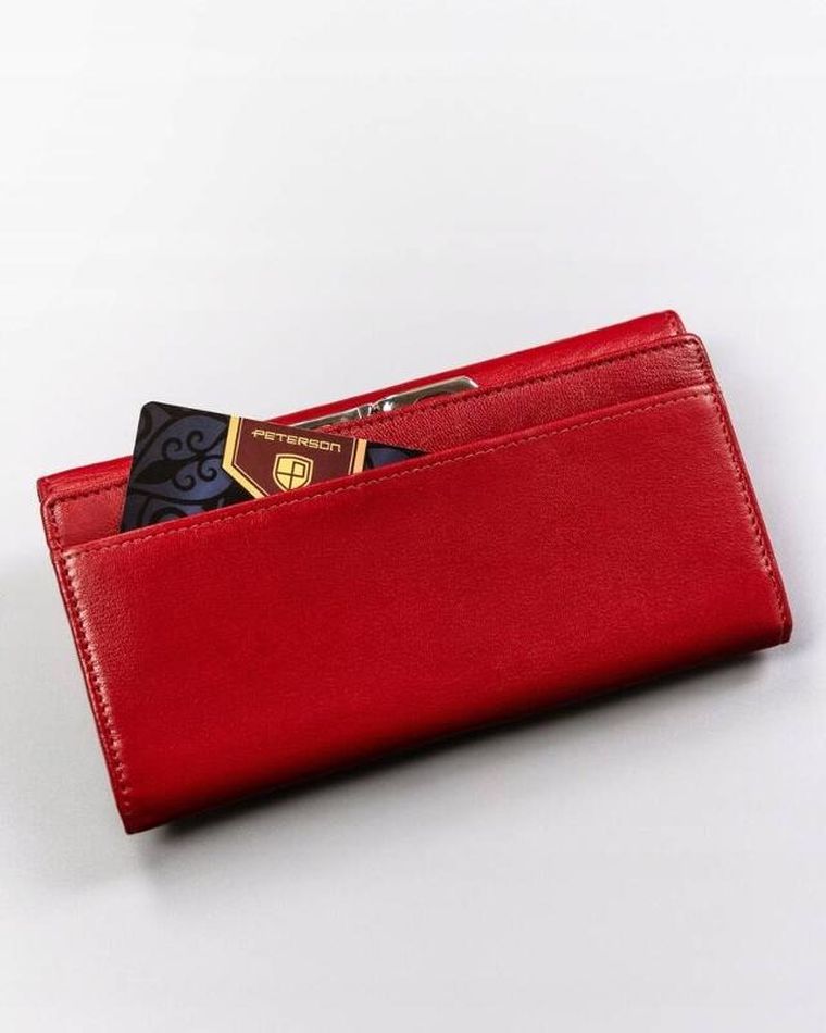 Portfel, czerwony, skórzany, RFID, Peterson