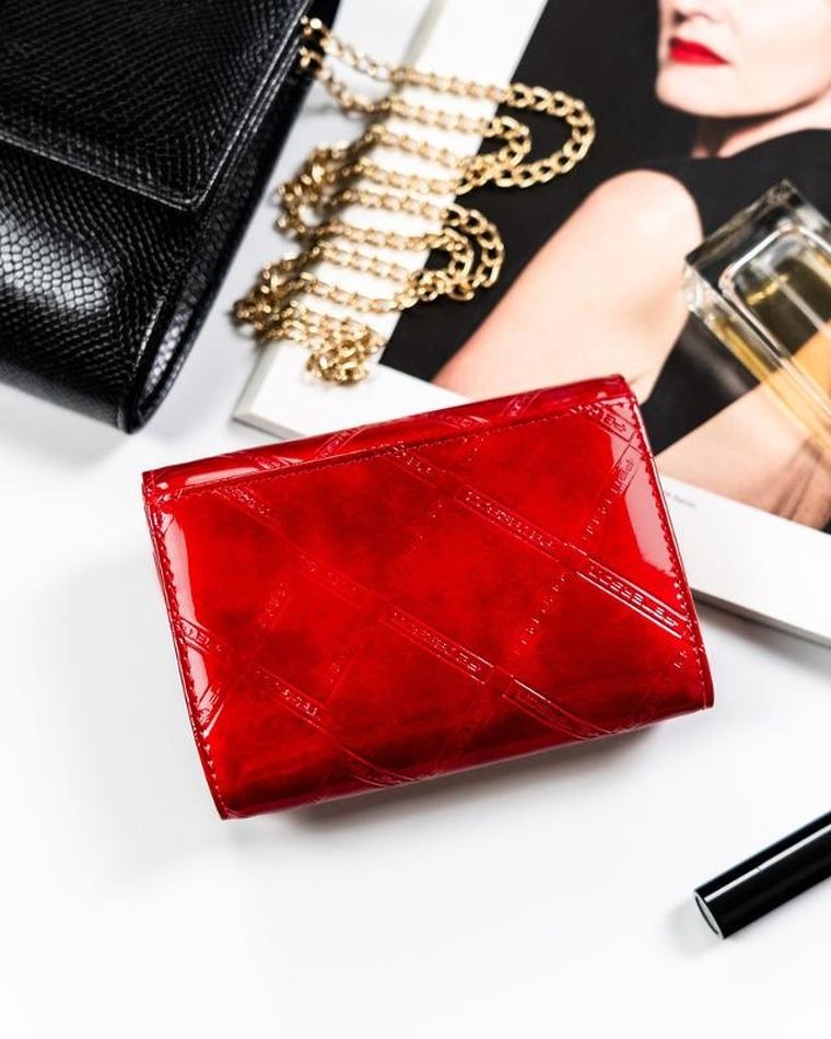 Portfel, czerwony, skórzany, RFID, Peterson