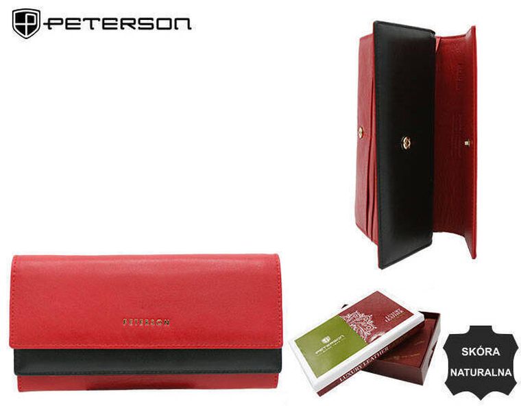 Portfel, czerwony, skórzany, RFID, Peterson