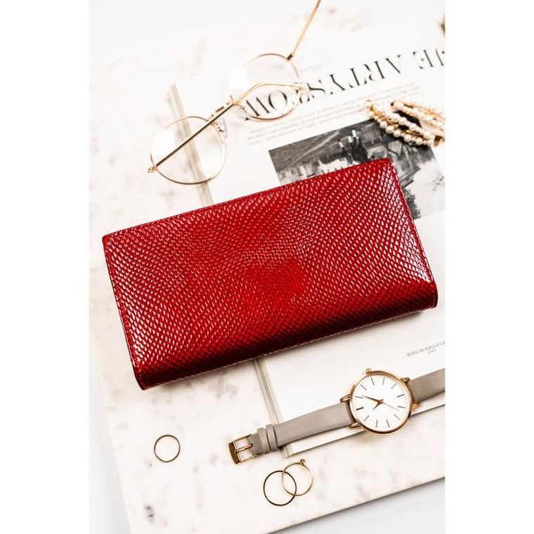 Portfel, czerwony, skórzany, RFID, Peterson