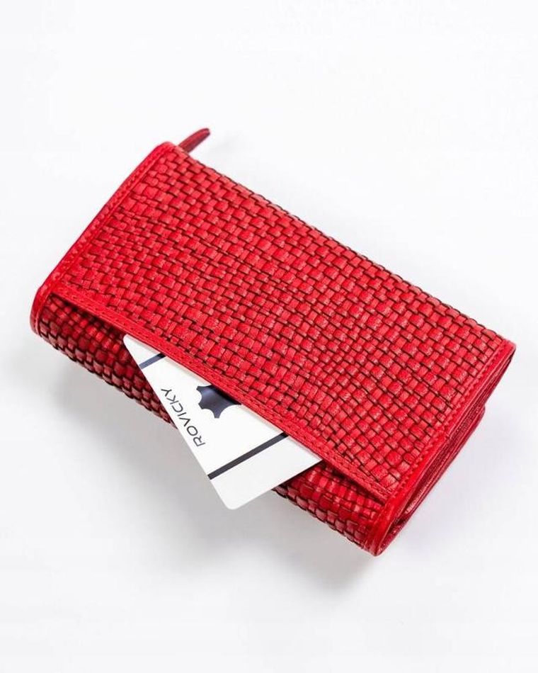 Portfel, czerwony, skórzany, RFID, Rovicky