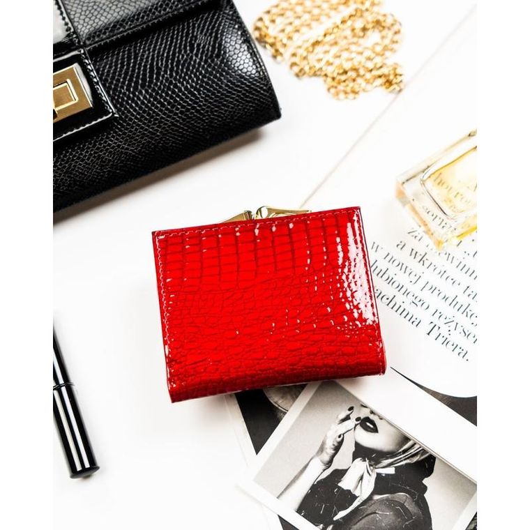 Portfel, czerwony, skórzany, RFID, Rovicky