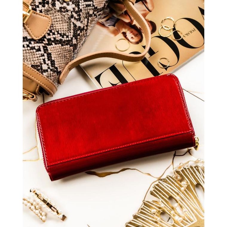 Portfel, czerwony, skórzany, RFID, Rovicky