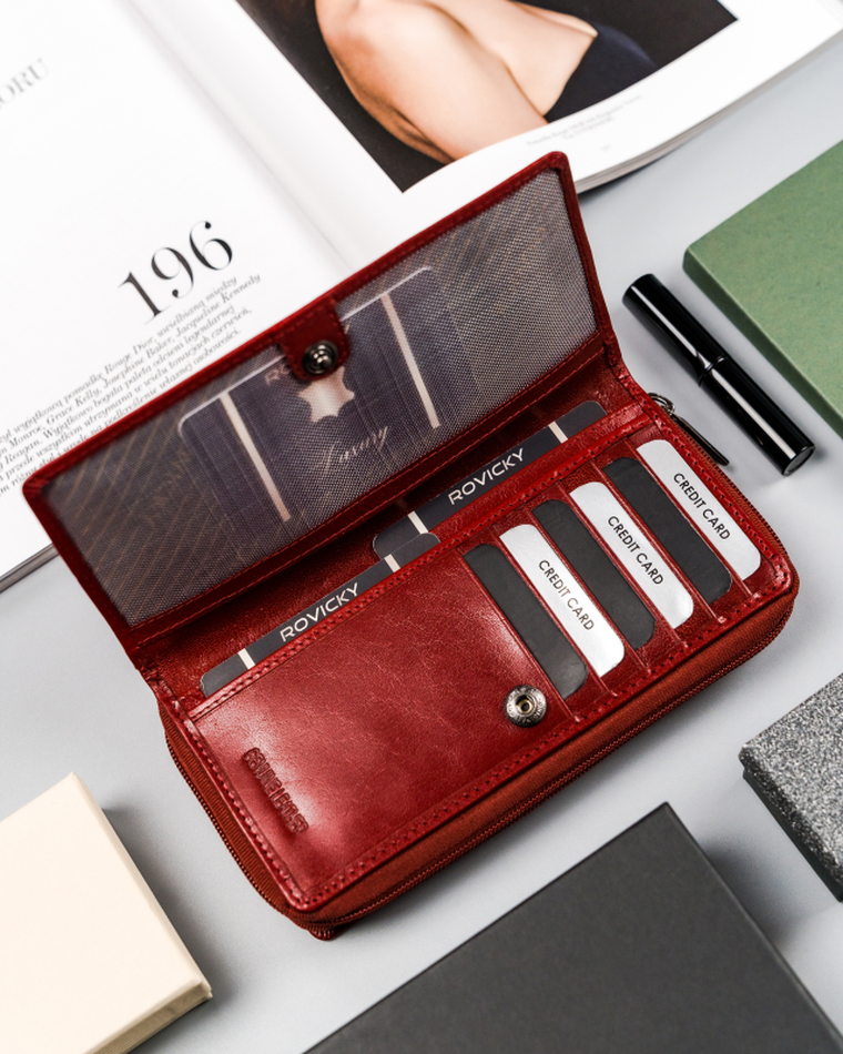 Portfel, czerwony, skórzany, Rovicky