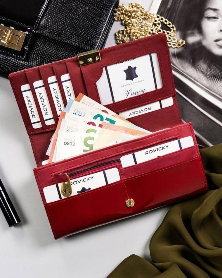 Portfel, czerwony, skórzany, Rovicky