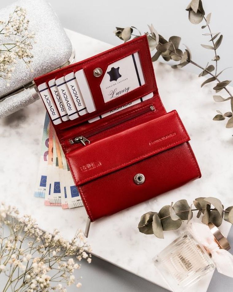 Portfel, czerwony, skórzany, Rovicky