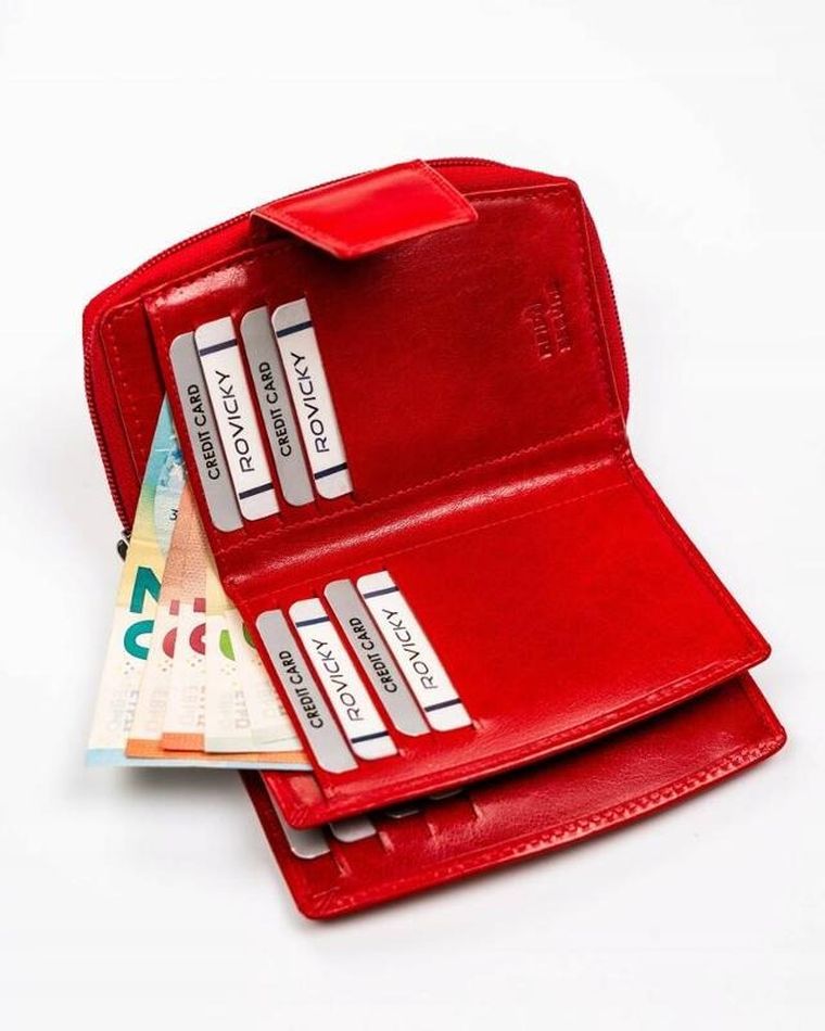 Portfel, czerwony, skórzany, Rovicky