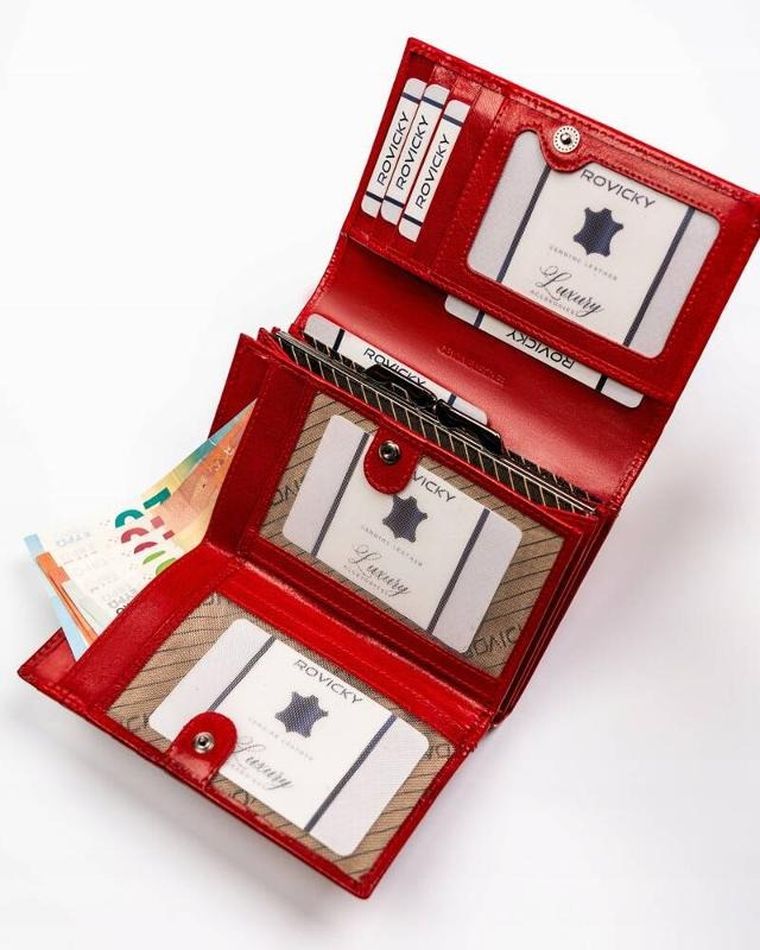 Portfel, czerwony, skórzany, Rovicky