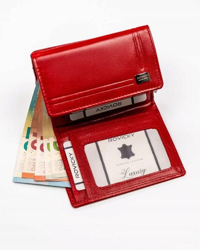 Portfel, czerwony, skórzany, Rovicky