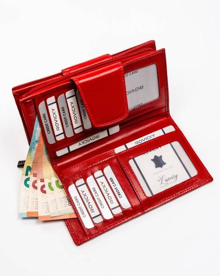 Portfel, czerwony, skórzany, Rovicky