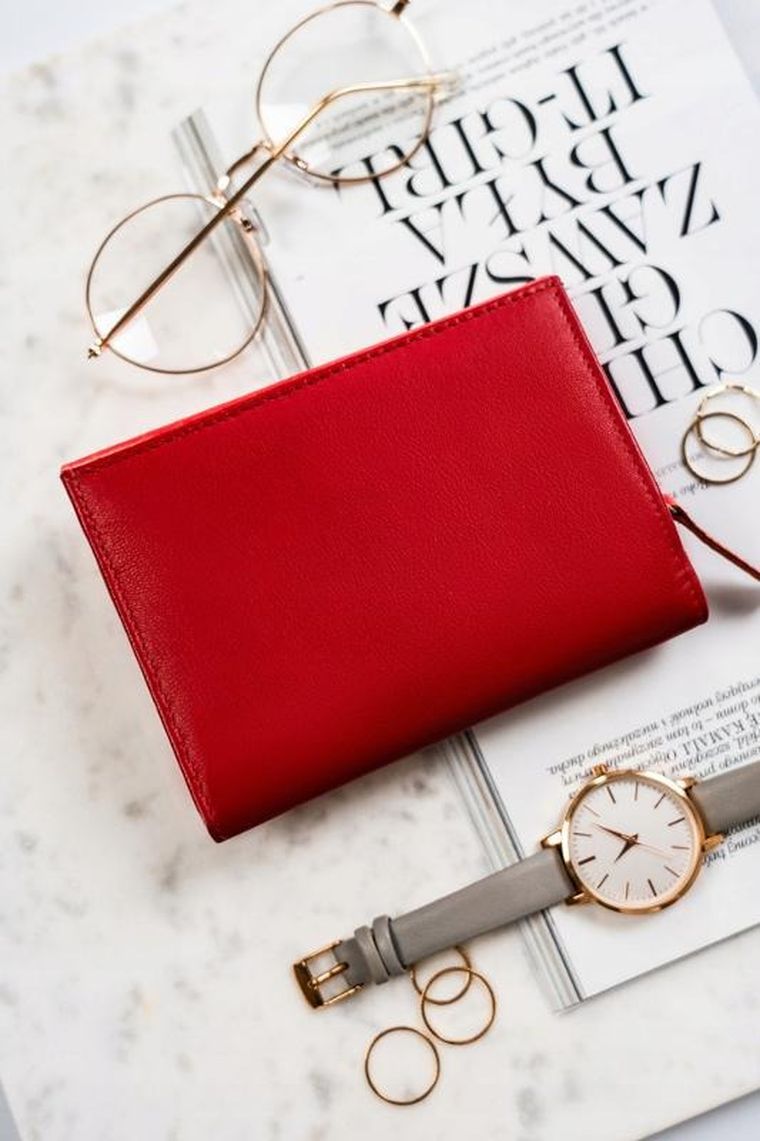 Portfel, czerwony, skórzany, Rovicky