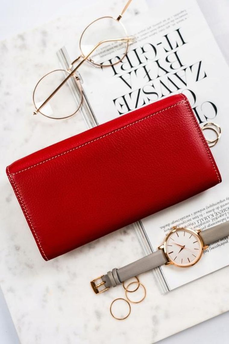 Portfel, czerwony, skórzany, Rovicky