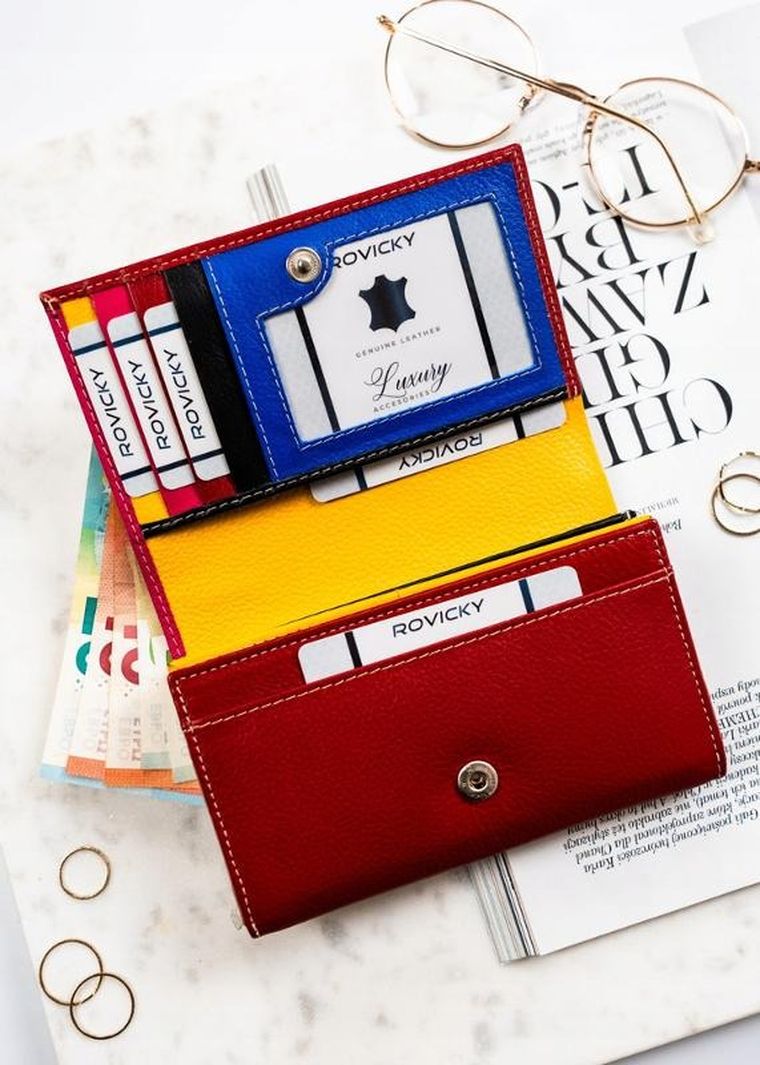 Portfel, czerwony, skórzany, Rovicky