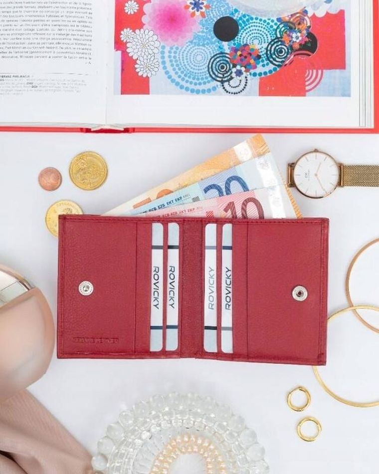 Portfel, czerwony, skórzany, Rovicky