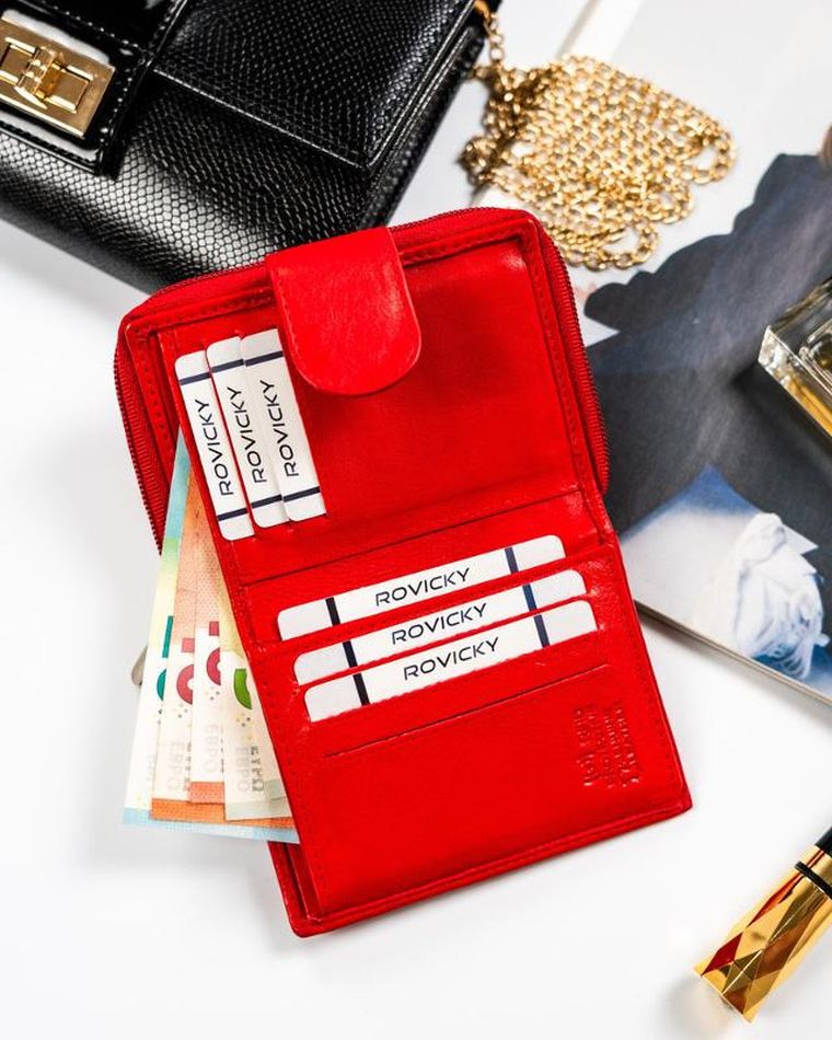 Portfel, czerwony, skórzany, Rovicky