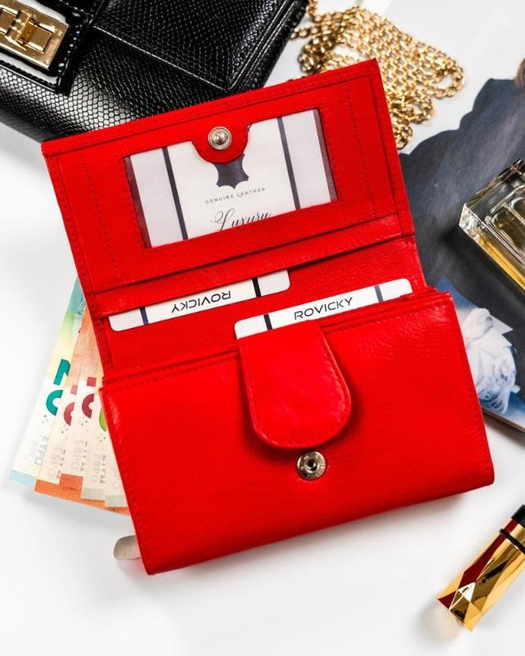 Portfel, czerwony, skórzany, Rovicky