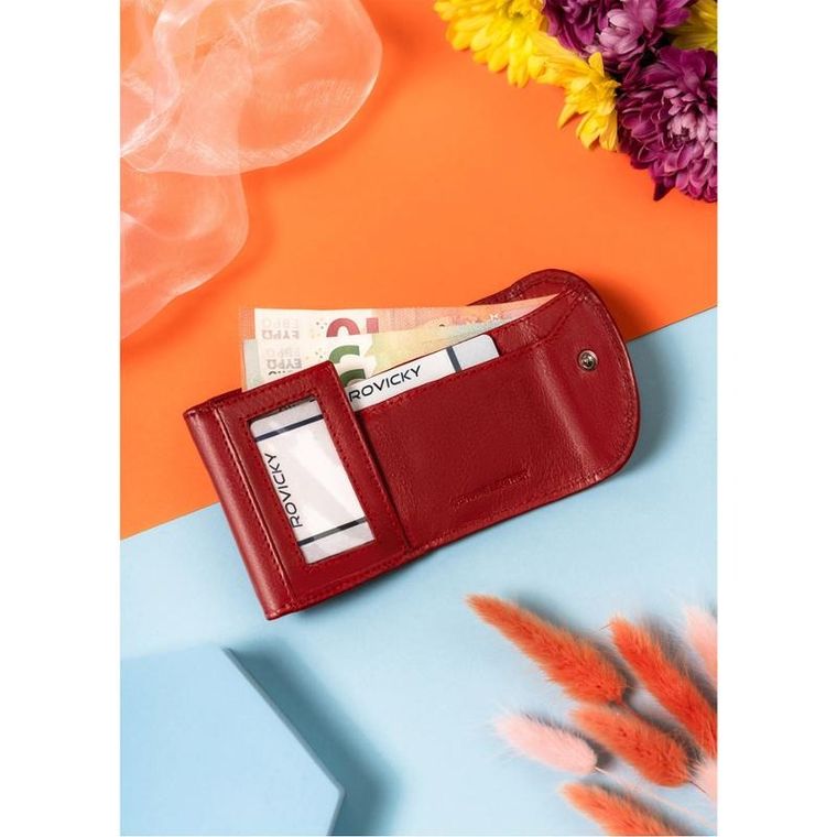 Portfel, czerwony, skórzany, Rovicky