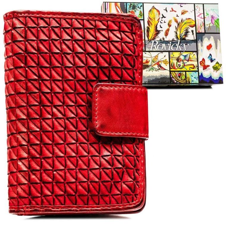Portfel, czerwony, skórzany, Rovicky