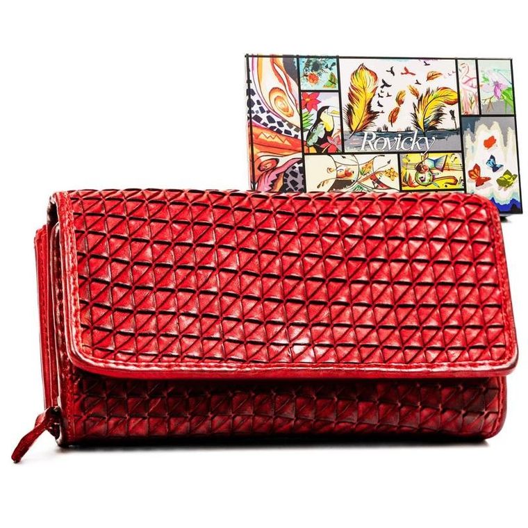 Portfel, czerwony, skórzany, Rovicky