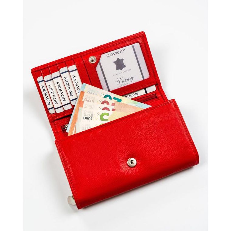 Portfel, czerwony, skórzany, Rovicky