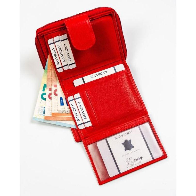 Portfel, czerwony, skórzany, Rovicky