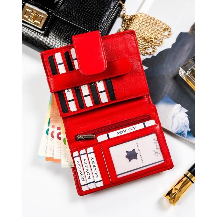 Portfel, czerwony, skórzany, Rovicky
