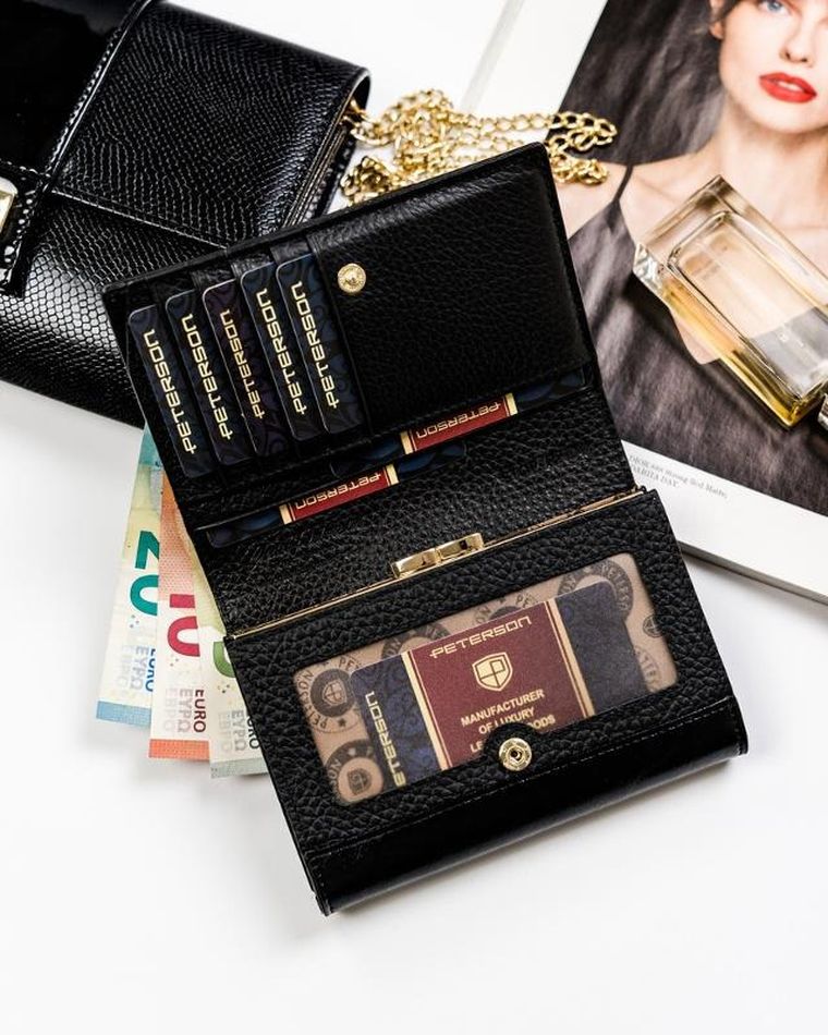 Portfel damski, wężowy wzór, RFID, Peterson