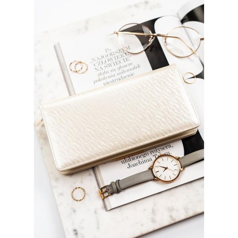 Portfel, ecru, skóra ekologiczna, RFID, Rovicky