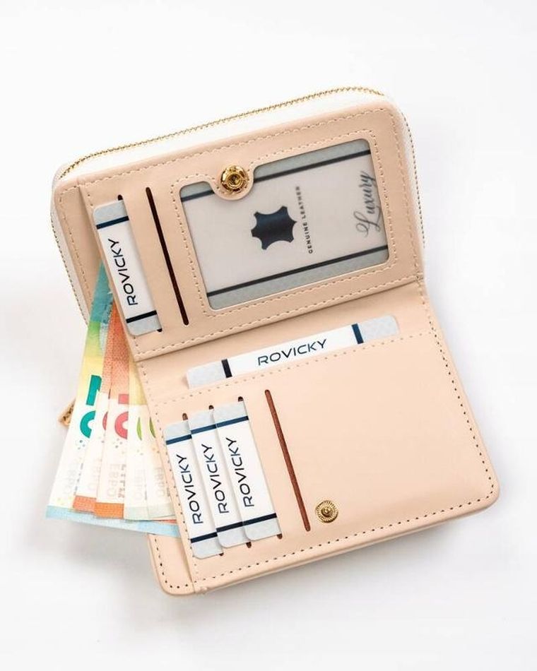 Portfel, ecru, skóra ekologiczna, Rovicky