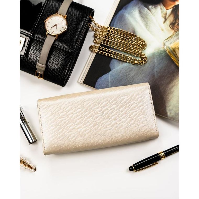 Portfel, ecru, skóra naturalna i ekologiczna, Peterson