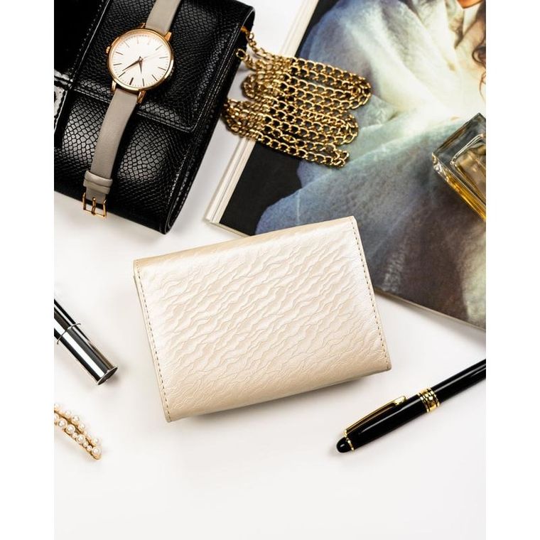 Portfel, ecru, skóra naturalna i ekologiczna, Peterson