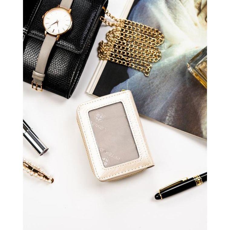 Portfel, ecru, skóra naturalna i ekologiczna, Peterson