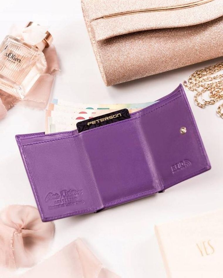 Portfel, fioletowy, skórzany, Peterson