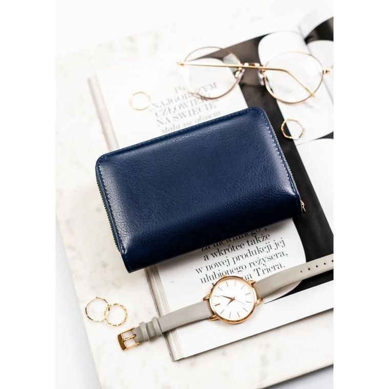 Portfel, granatowy, skóra ekologiczna, Peterson