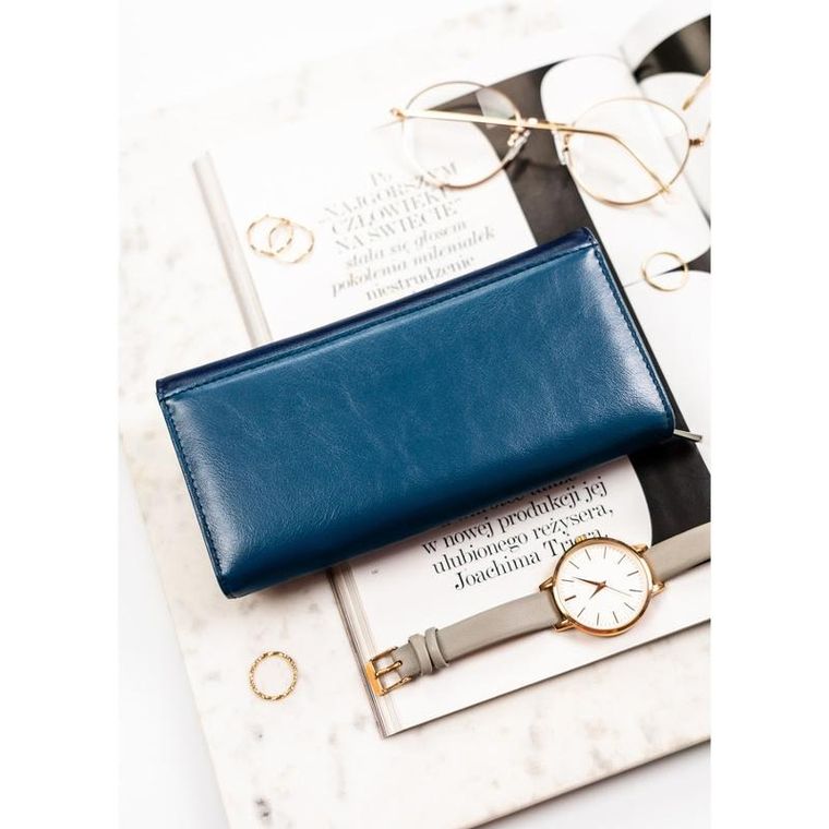 Portfel, granatowy, skóra ekologiczna, Peterson