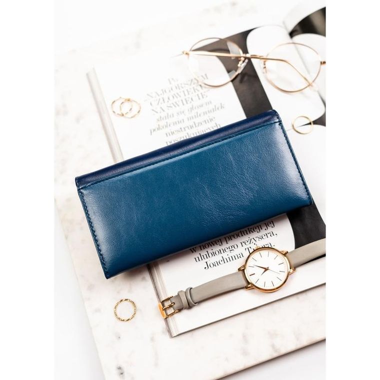 Portfel, granatowy, skóra ekologiczna, Peterson