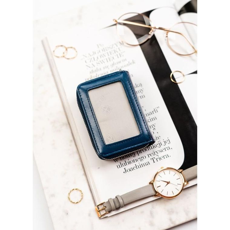 Portfel, granatowy, skóra ekologiczna, Peterson