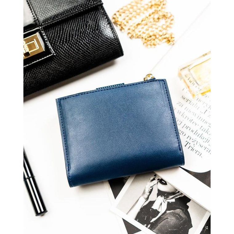 Portfel, granatowy, skóra ekologiczna, RFID, Peterson