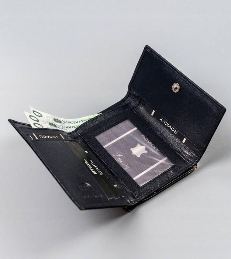 Portfel, granatowy, skórzany, 4U Cavaldi