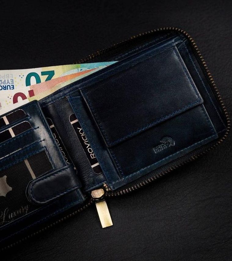 Portfel, granatowy, skórzany, Always Wild