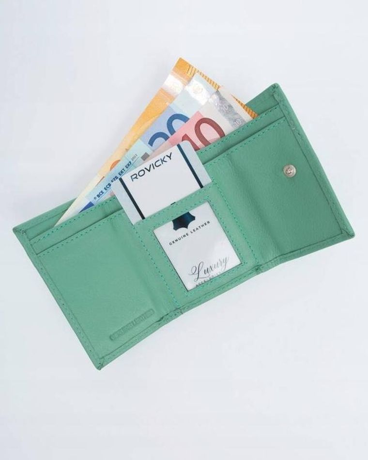 Portfel, jasnozielony, skórzany, Rovicky