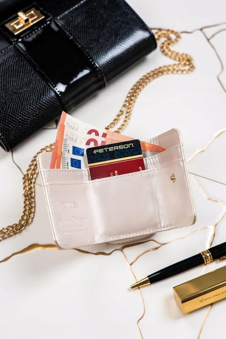 Portfel, kremowy, skóra ekologiczna, Peterson