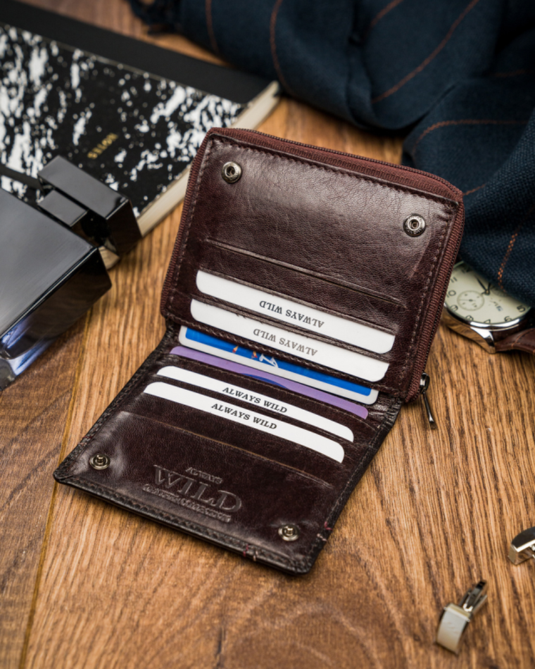 Portfel męski, skórzany na karty, Always Wild