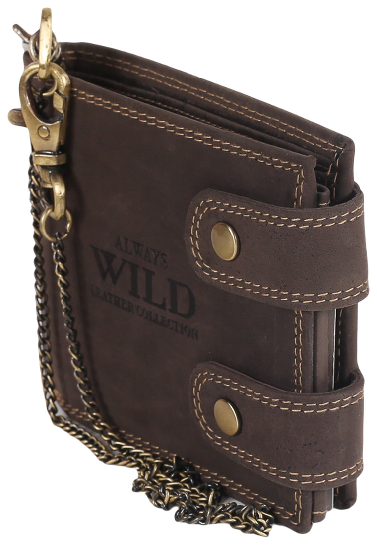 Portfel męski skórzany z łańcuchem i z RFID, Always Wild