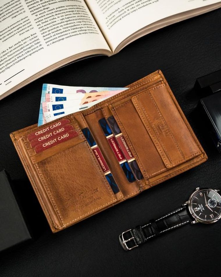 Portfel męski z cieniowanej skóry naturalnej, Peterson