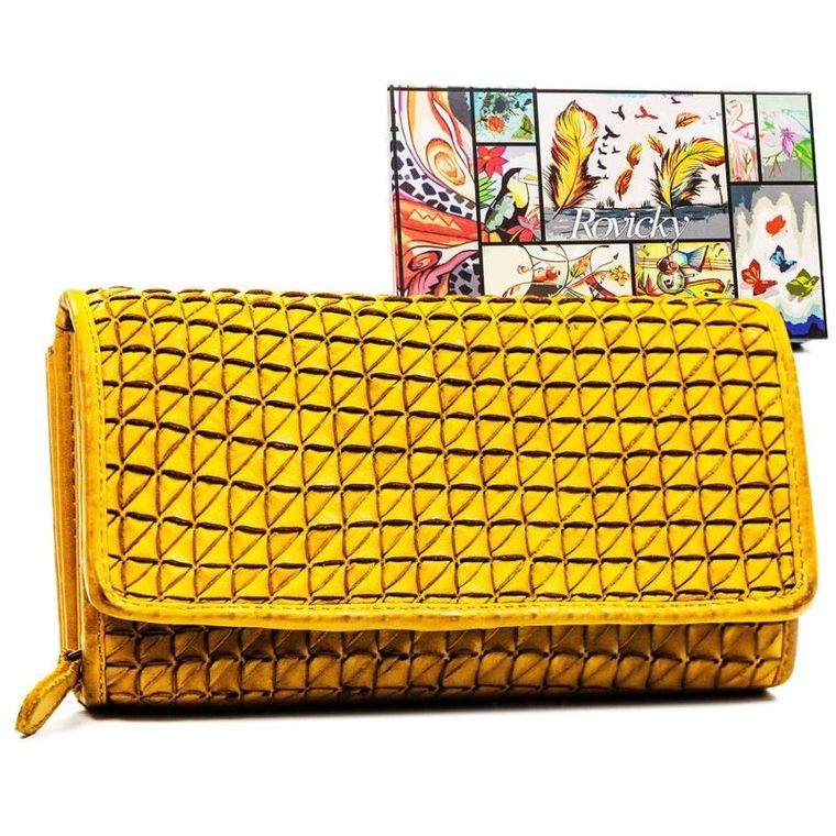 Portfel, musztardowy, skórzany, Rovicky