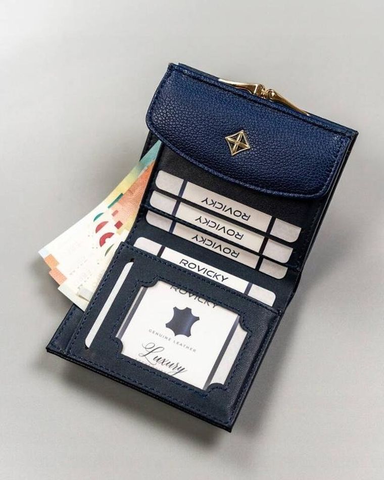 Portfel, niebieski, skóra ekologiczna, Milano Design