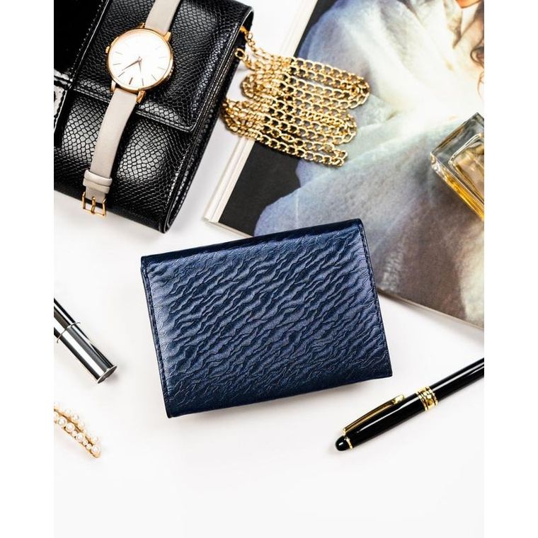 Portfel, niebieski, skóra naturalna i ekologiczna, Peterson