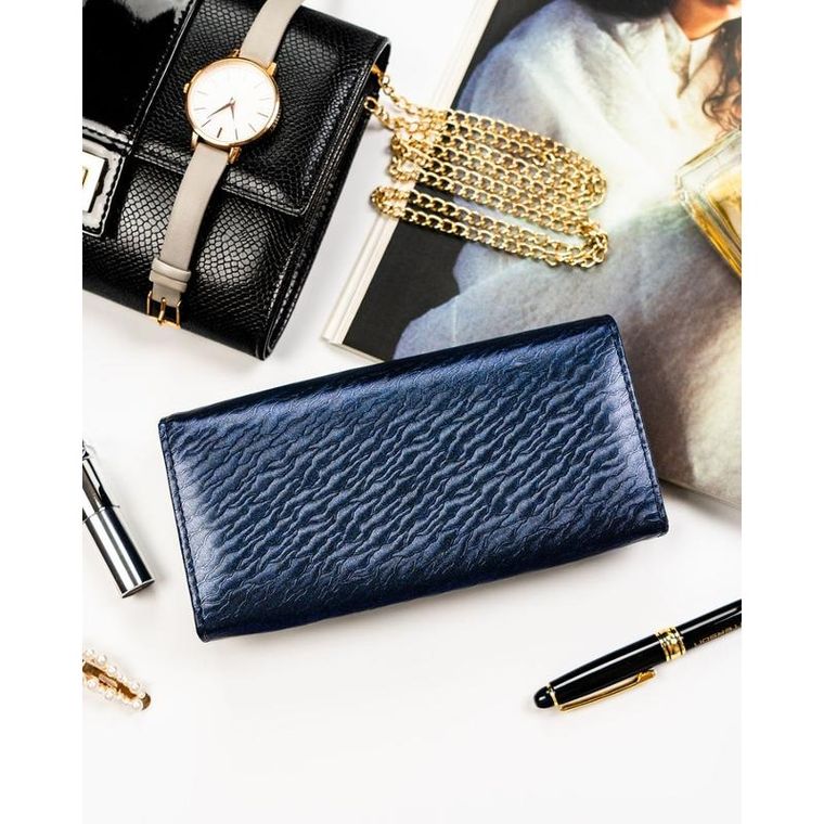 Portfel, niebieski, skóra naturalna i ekologiczna, Peterson